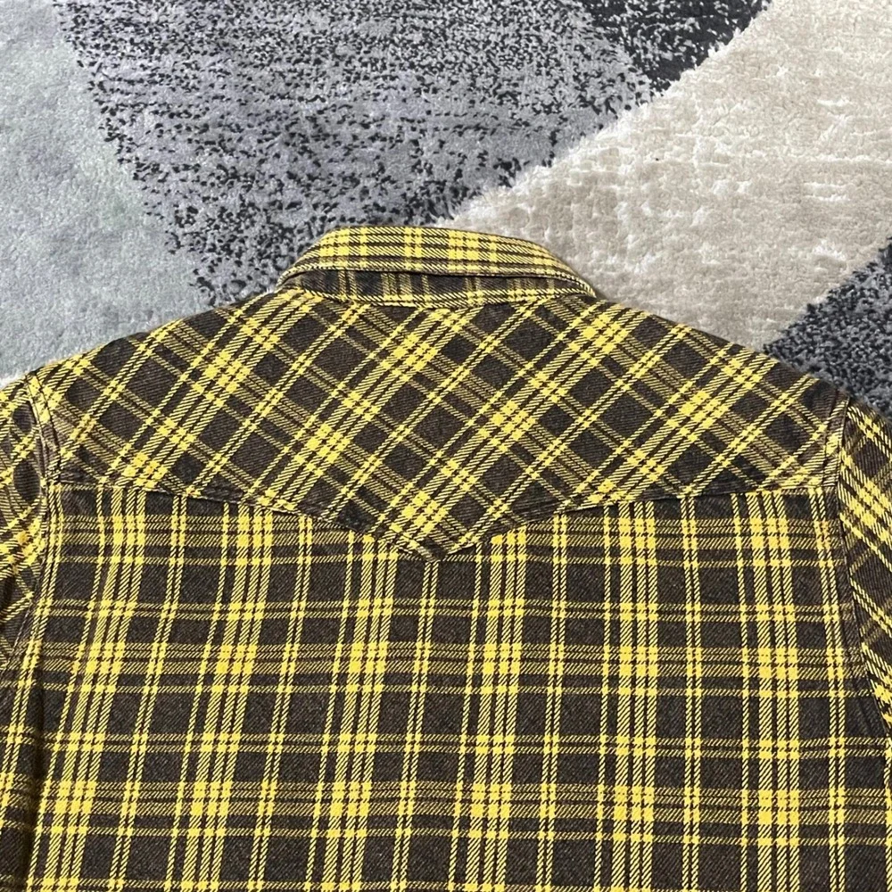 PrpsFlannel Shirt‎ Men Medium Brown Plaid Pearl Snap  Western Heavy Cowboy NEW